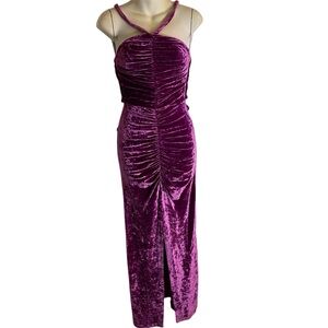 The Attico Rich Purple Velvet Dress With Gathered Front & Slit Size 38 IT new